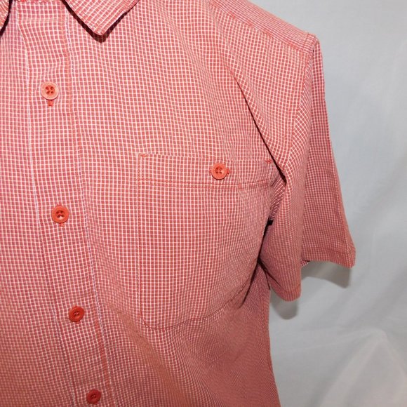 The North Face Mens M Red White Plaid Check Button Front short sleeve Shirt - Picture 5 of 10